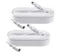 Confezione da 2 cavi di prolunga per alimentazione CC, da 10 m, 5,5 mm x 2,1 mm, DC 5 V, 6 V, 9 V, 12 V, 24 V, per telecamere di sicurezza, DVR, router, striscia LED, bianco