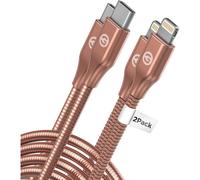 (Confezione da 2) Cavi di ricarica Lightning a USB-C compatibili con Apple certificati MFi (ultra resistenti) Cavi in metallo intrecciato compatibili