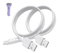 Confezione da 2 cavi di ricarica USB per rasoio elettrico Remington modello WDF5030A, WDF4816NA, WDF4821US, WDF4825 - Cavo di ricarica di ricambio per rasoio elettrico e trimmer da donna, bianco