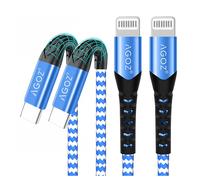 Confezione da 2 cavi Lightning-USB-C blu da 30 cm con certificazione MFi, cavo di ricarica rapida intrecciato compatibile con iPhone 14 Pro