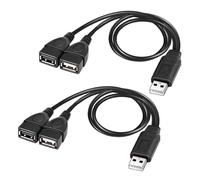 Confezione da 2 cavi splitter a Y da USB 2.0 maschio A a doppia USB femmina, resistenti per trasferimento dati e alimentazion