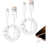 Confezione da 2 cavi turbo da 2 m, 120 W, 6 A, compatibili con Xiaomi Redmi Note 17 15 15T 14 14T 13 13T Note 14 13 12 11 8 9 Pro 11S 12 Ultra Pro 14 C 15C, POCO 10S, cavo di ricarica rapida da USB-A
