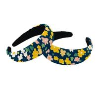 Confezione da 2 cerchietti colorati con fiori ditsy senza cuciture, per donne e ragazze, fascia per trucco antiscivolo, fasce larghe per capelli per doccia
