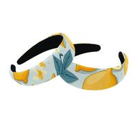 Confezione da 2 cerchietti larghi in poliestere da donna, con motivo giallo limoni, alla moda, antiscivolo, per ragazze e donne, accessori per capelli