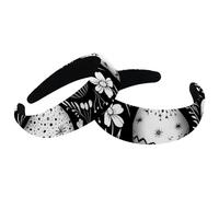 Confezione da 2 cerchietti larghi in poliestere per donne, con uova di Pasqua bianche e nere, fasce per capelli alla moda, antiscivolo, per ragazze e donne, accessori per capelli