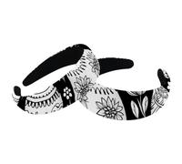 Confezione da 2 cerchietti larghi in poliestere per donne, con uova di Pasqua bianche e nere, fasce per capelli alla moda, antiscivolo, per ragazze e donne, accessori per capelli