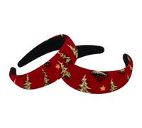 Confezione da 2 cerchietti larghi in poliestere per donne, per dipingere l'albero di Natale, alla moda, antiscivolo, per ragazze e donne, accessori per capelli