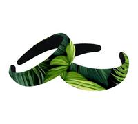 Confezione da 2 cerchietti larghi per capelli da donna, con foglie di palma della giungla tropicale, vintage, spesse, in velluto, imbottite, per ragazze