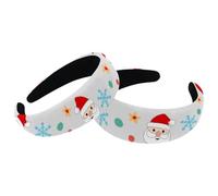 Confezione da 2 cerchietti per capelli da donna, antiscivolo, con scritta Merry Christmas Santa Claus Cute Hairband Hair Band Hair Wide Top Hair Hoop