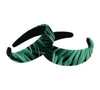 Confezione da 2 cerchietti per capelli da donna con foglie di palma tropicali della giungla antiscivolo, fascia per capelli a turbante per la doccia