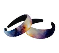 Confezione da 2 cerchietti per capelli da donna con galassia universo pianeta antiscivolo fascia per trucco ampia fascia turbante per capelli cerchi per doccia