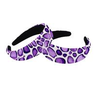 Confezione da 2 cerchietti per capelli da donna e ragazza, motivo leopardato viola, antiscivolo, per il trucco, per la doccia