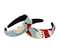 Confezione da 2 cerchietti per capelli da donna, vintage, vintage, con scritta Merry Christmas Snowman antiscivolo, spessi cerchietti per capelli imbottiti