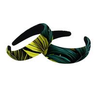 Confezione da 2 cerchietti spessi e imbottiti, con foglie di palma della giungla tropicale, stile vintage, in velluto, per ragazze, donne e uomini