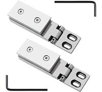 Confezione da 2 cerniere for porte in vetro in acciaio inossidabile 304, barra lunga argento brillante clip for bagno unidirezionale a 90°, for doccia for battenti 8-12 mm