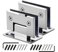 Confezione da 2 cerniere for porte in vetro in acciaio inossidabile 304, morsetto for bagno bidirezionale a 90° in argento brillante, for doccia for battenti 8-12 mm