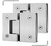 Confezione da 2 cerniere for porte in vetro in acciaio inossidabile 304, morsetto for bagno bidirezionale a 180° in argento spazzolato, for cabine doccia for battenti 8-12 mm