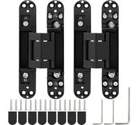 Confezione da 2 cerniere nascoste nere per porte, resistenti cerniere nascoste da 15,2 cm, cerniere invisibili regolabili a 3 vie, per libreria, armadio, porta a battente