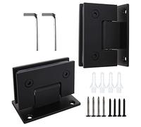 Confezione da 2 cerniere per porta della doccia in vetro, 90 gradi, parti di ricambio con hardware di montaggio, morsetto per cancello del bagno in acciaio inox, per vetro da 3/8" a 1/2", nero
