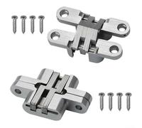 Confezione da 2 cerniere pieghevoli invisibili a 180 gradi con viti, cerniere a croce nascoste per mobili per casa e ufficio (13 x 45 mm)