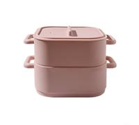 Confezione da 2 cestini per verdure in silicone con sfiato per il rilascio dell'aria, contenitore multiuso da cucina per zuppa di riso e pasta, lavabile in lavastoviglie, rosso chiaro, grigio, beige