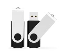 Confezione da 2 chiavette USB 2.0 da 2 GB, con design girevole, colore nero