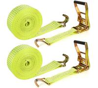 Confezione da 2 cinghie a cricchetto da 5 cm, resistenti, 6 m, con doppio gancio a J, resistenza alla rottura di 3,628,7 kg, cinghie a cricchetto per camion, rimorchi, moto, kayak, tetto auto