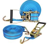 Confezione da 2 cinghie a cricchetto resistenti, da 5,1 cm e 10 m, con doppio gancio a J, cinghie a cricchetto resistenti per spostare e fissare attrezzature da prato e moto