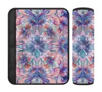 Confezione da 2 cinghie da spalla in stile bohémien, motivo floreale retrò, viola, per alleviare lo stress al collo e alle spalle, per la maggior parte delle auto