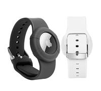 Confezione da 2 cinturini Air-tag compatibili con Apple Air-Tag, morbidi e regolabili con etichetta d'aria, cinturino per orologi per bambini e anziani (nero e bianco)