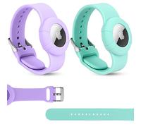 Confezione da 2 cinturini Airtag compatibili con Apple AirTag, cinturino Airtag, cinturino per Airtag, cinturino per orologio Airtag per bambini, neonati, bambini più grandi (viola e verde menta)