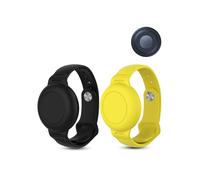 Confezione da 2 cinturini per orologio da bambino in silicone per Motorola Moto Tag Anti-perdita Tracker, copertura protettiva completa antigraffio, antiurto, impermeabile (nero, giallo)