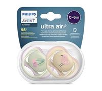 Confezione da 2 ciucci ultra air Philips Avent - Ciuccio senza BPA per bambini da 0 a 6 mesi (modello SCF085/13)