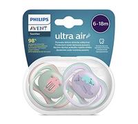 Confezione da 2 ciucci ultra air Philips Avent - Ciuccio senza BPA per bambini da 6 a 18 mesi (modello SCF085/18)