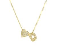 Confezione da 2 collane con 26 lettere inglesi, ciondolo a forma di cuore in zirconio e diamanti, adatte come regali Compatible with le donne(N)