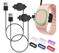 Confezione da 2 compatibili con caricabatterie Magic Band Plus e 6 blocchi, caricabatterie di ricambio da 1,9 m, compatibile solo con Disney-Magic Band+, protezioni per clip di sicurezza multicolore