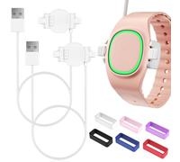 Confezione da 2 compatibili con caricabatterie Magic Band Plus e 6 blocchi, caricabatterie di ricambio da 1,9 m, compatibile solo con Disney-Magic Band+, protezioni per clip di sicurezza multicolore