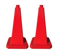 Confezione da 2 Coni Stradali con Base Zavorrata, Birilli Stradali da 75 Cm, Colori Brillanti, per Strade, Parcheggi, Eventi e Cantieri(Red)