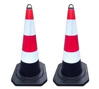 Confezione da 2 Coni Stradali Riflettività, Altezza 50 Cm, 60 Cm, 75 Cm, Birilli Stradali in Gomma con Base, per Lavori Stradali, Parcheggi ed Eventi(60cm/24in)