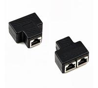 Confezione da 2 connettori RJ45 da 1 a 2 vie Dual Ethernet LAN femmina F cavo accoppiatore adattatore estensore CAT6 CAT5e CAT5