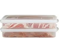 Confezione da 2 contenitori in plastica per pancetta, con coperchio, ermetici, per salumi, formaggi, salva carne e cibo, per frigorifero, congelatore, portapranzo per biscotti