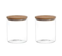 Confezione da 2 contenitori per alimenti in vetro trasparente da 250 ml con guarnizione ermetica in bambù coperchio in bambù sfuso tè chicco di caffè barattolo biscotti farina zucchero caramelle