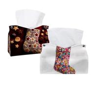 Confezione da 2 contenitori per fazzoletti di carta per la calza di Natale a forma di stelle (3) per fazzoletti in pelle, per comò, bagno, decorazione