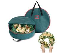 Confezione da 2 contenitori per ghirlande, con manico rinforzato, per feste, Natale, Ringraziamento, Halloween, vacanze (verde, 61 cm)