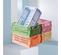 Confezione da 2 contenitori pieghevoli in plastica, medi, per organizzare scrivania, cassetti, mensole per casa, cucina, camera da letto, bagno e dormitorio, 2 colori casuali su 5 saranno inviati