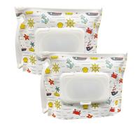 Confezione da 2 contenitori portatili di piccole dimensioni (17,8 x 13,7 cm), riutilizzabili e ricaricabili, ecologici, pratici dispenser per pannolini da viaggio (piccola barca)