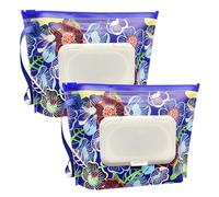 Confezione da 2 contenitori portatili di piccole dimensioni (17,8 x 13,7 cm), riutilizzabili e ricaricabili, ecologici, pratici dispenser da viaggio per pannolini (fiore viola)