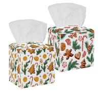 Confezione da 2 contenitori rettangolari per tovaglioli per il viso, per biscotti di pan di zenzero e bastoncini di zucchero, per casa, bagno, cucina, camera da letto, auto