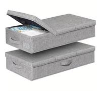 Confezione da 2 contenitori sotto il letto con coperchi. Grande contenitore sotto il letto, pieghevole, a basso profilo, impilabile, for cassetti, contenitori for la camera da letto. Para Ropa