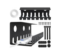 Confezione da 2 contenitori sotto la scrivania, per la gestione dei cavi, per la gestione dei cavi, senza trapano, PC, organizer per cavi da ufficio, 40,1 x 12 x 12 cm, nero Raceway
